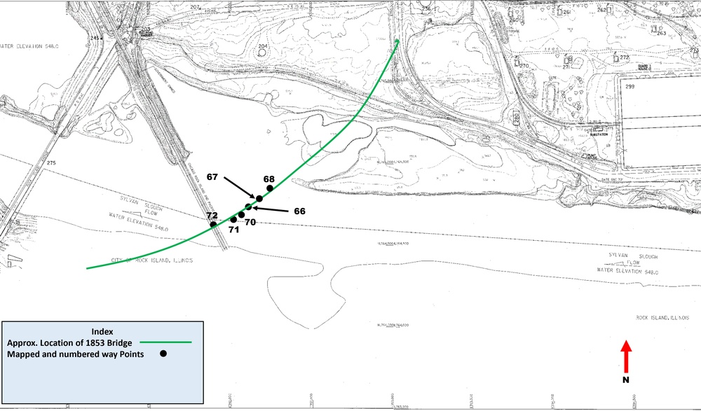 Map Depicting Crossing of 1856 Bridge Across Sylvan Slough