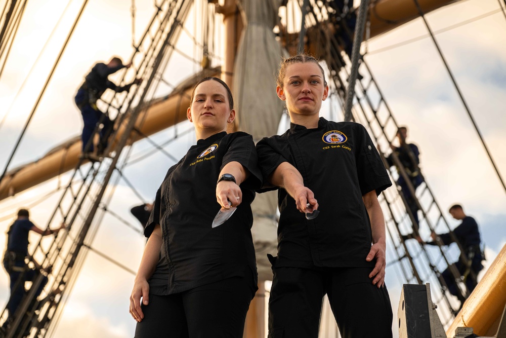 Coast Guard Cutter Eagle crew poses for portraits to promote Los Angeles Fleet Week 2025