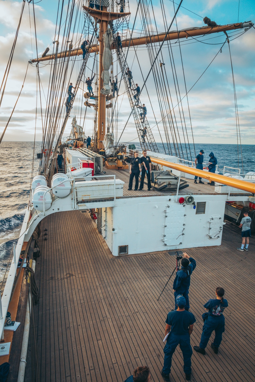 Coast Guard Cutter Eagle crew poses for portraits to promote Los Angeles Fleet Week 2025