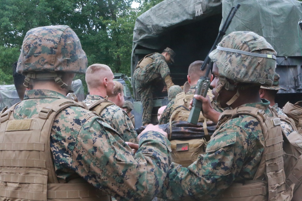 U.S. Marines conduct a pistol qualification course at Atlantic Alliance '25
