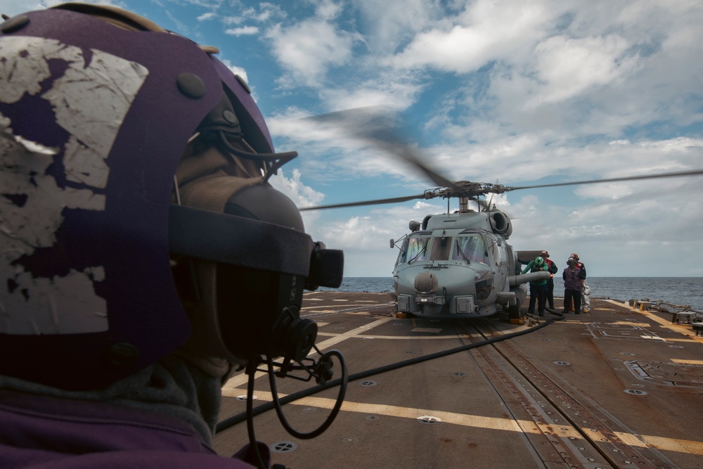 USS Winston S. Churchill (DDG 81) Conducts Aircraft Refueling Operations