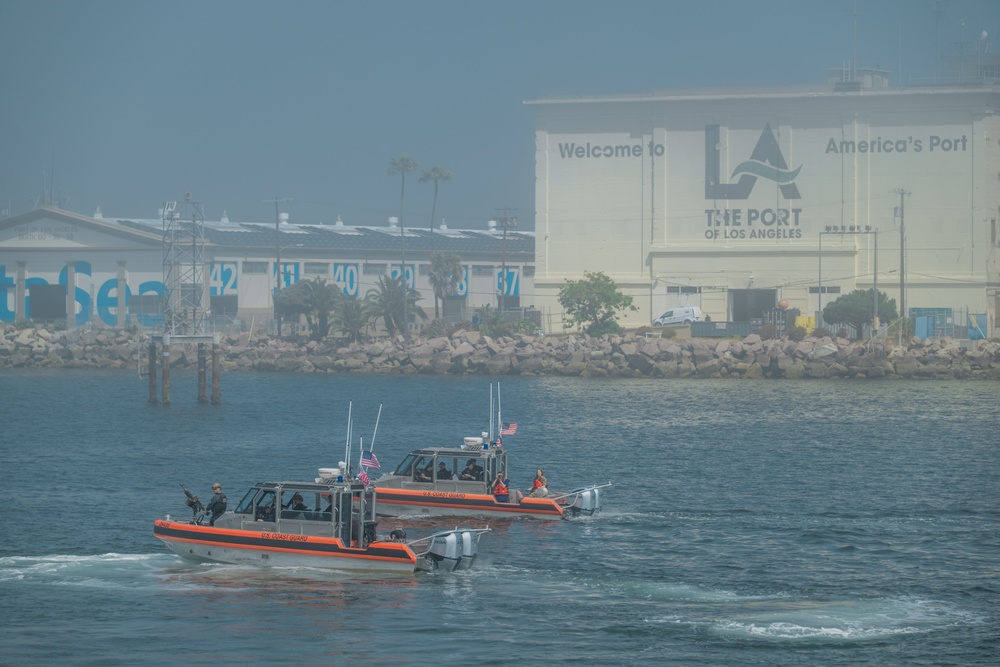 Coast Guard small boat crews escort the Eagle for Los Angeles Fleet Week 2025