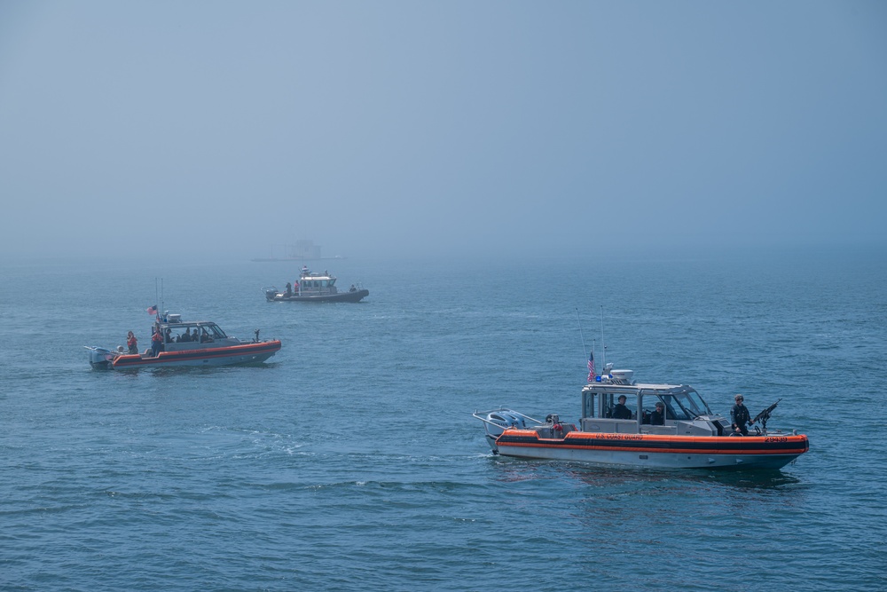 Coast Guard, LA Port Police escort the Eagle to LA Fleet Week 2025