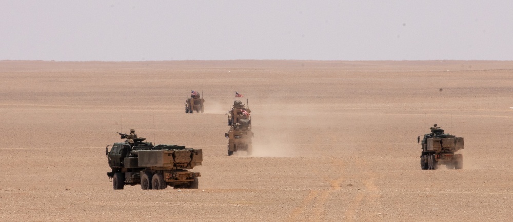 Patrolling the Desert, U.S. Army Mobile Artillery Rocket Systems on the Lookout