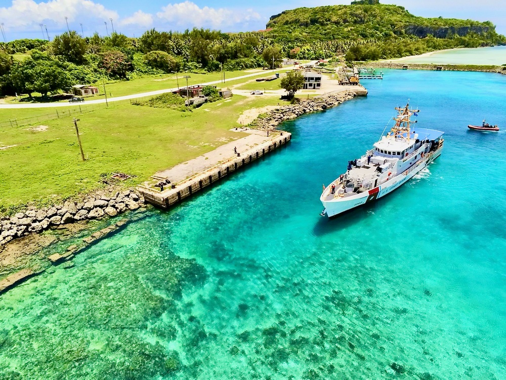 USCGC Oliver Henry crew moors in Rota, CNMI
