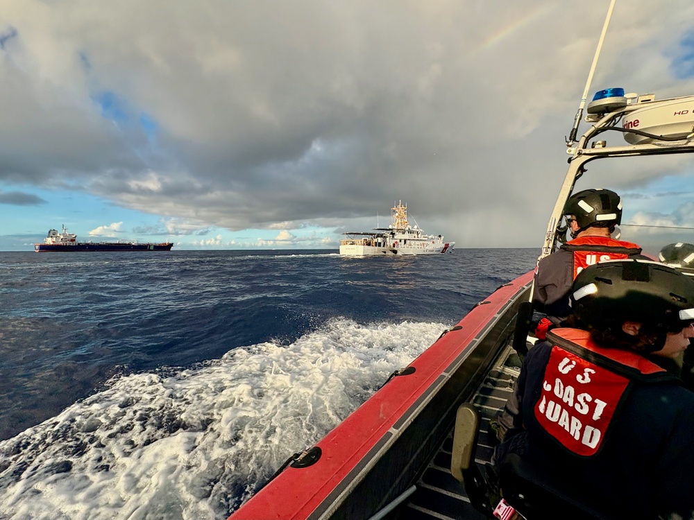 USCGC Oliver Henry crew, Forces Micronesia SBT board commercial vessels Guam