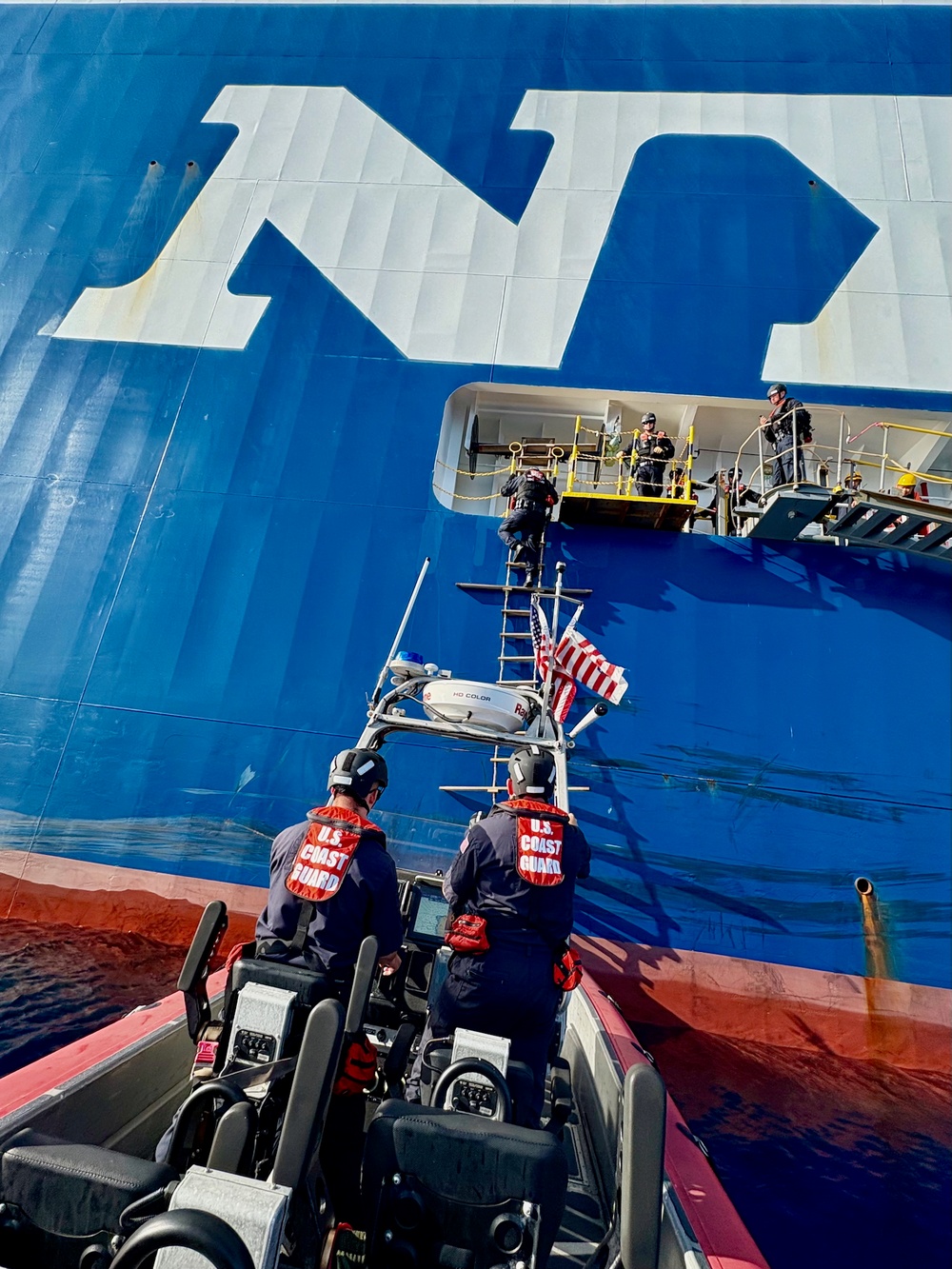 USCGC Oliver Henry crew, Forces Micronesia SBT board commercial vessels Guam