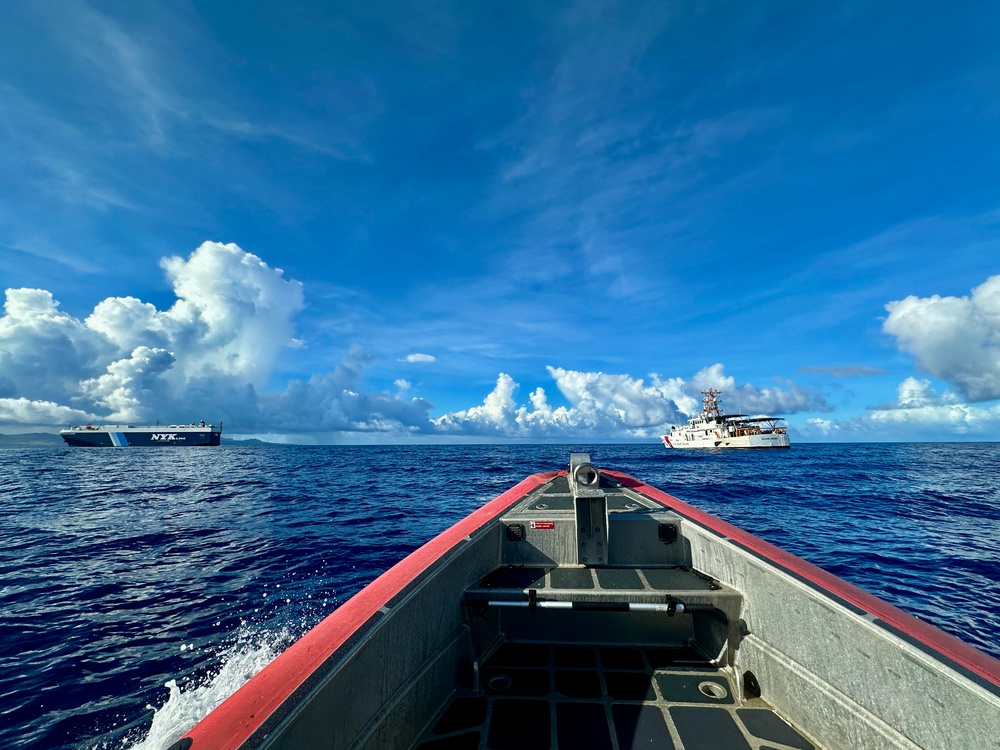 USCGC Oliver Henry crew, Forces Micronesia SBT board commercial vessels Guam