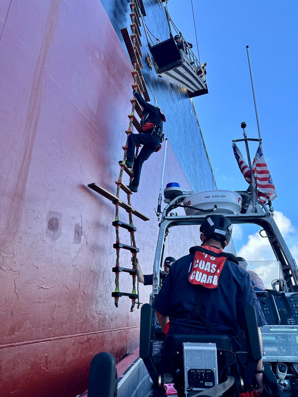 USCGC Oliver Henry crew, Forces Micronesia SBT board commercial vessels Guam
