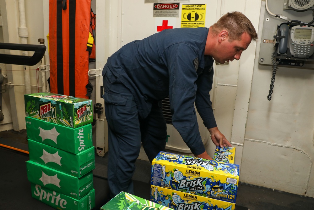 Sailors aboard the USS John Finn hold a Fourth of July celebration in the Philippine Sea