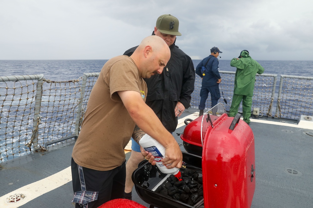 Sailors aboard the USS John Finn hold a Fourth of July celebration in the Philippine Sea