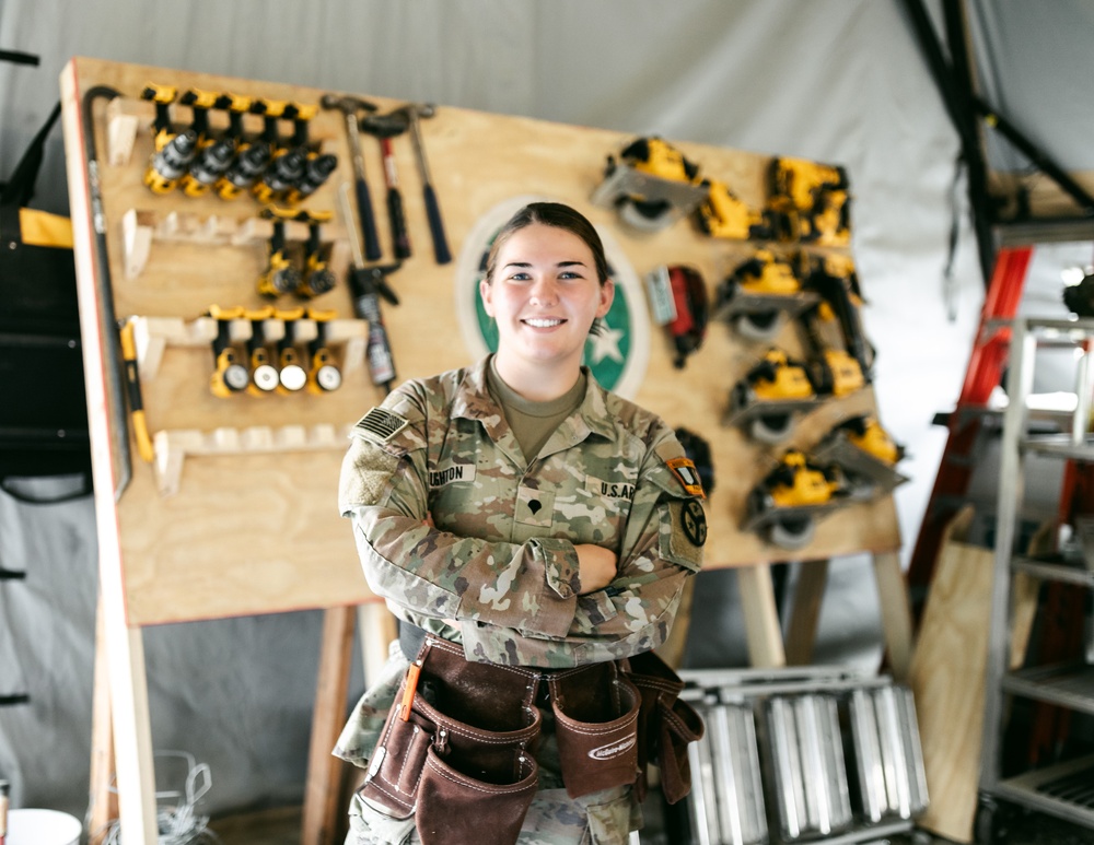 Spc. Bouton Supports Training Missions Through Carpentry