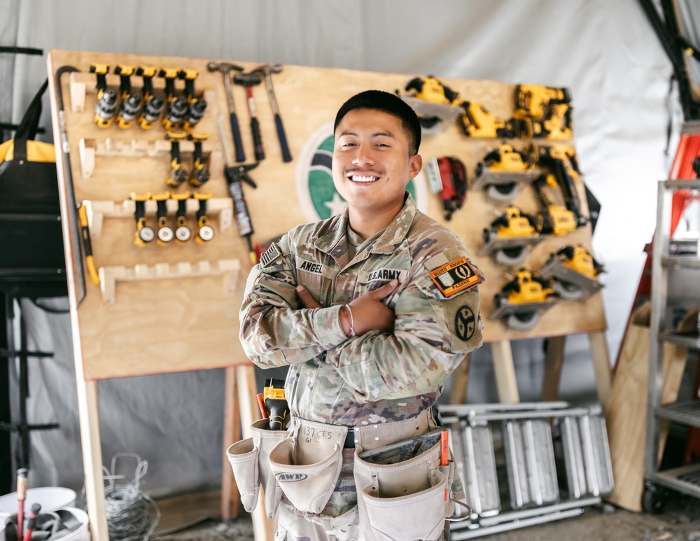 Spc. Angel Constructs Mock Tank for UAV Training