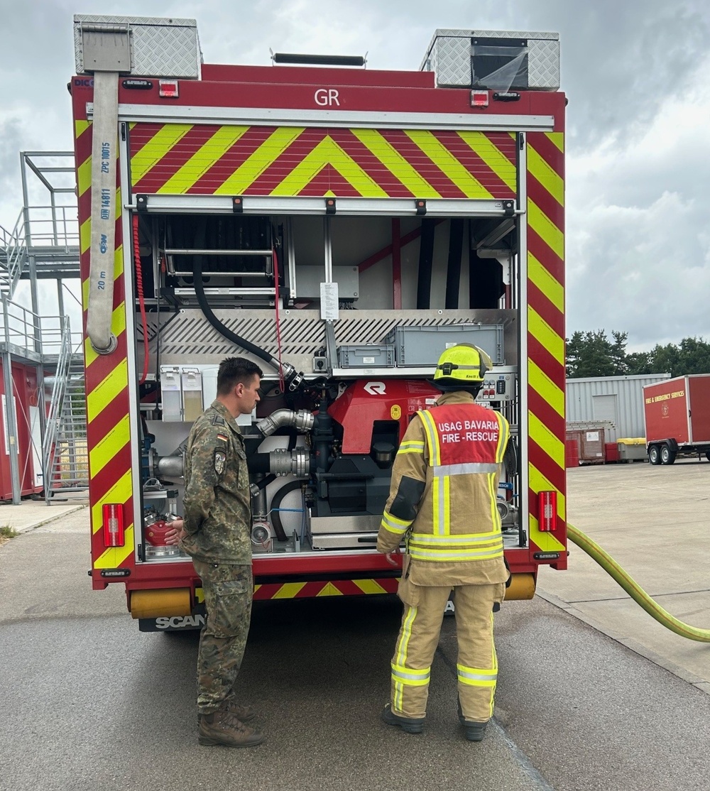 German Bundeswehr firefighters at USAG Ansbach Regional Fire Training Center