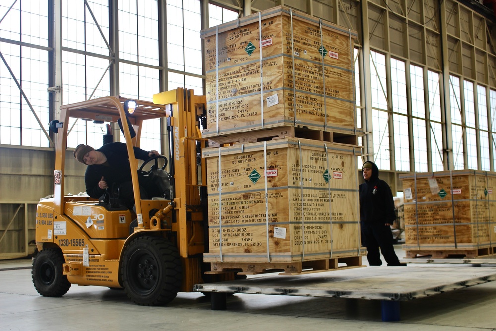 Sailors Prepare Sonobuoy Pallets