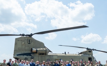 111th Attack Wing members and their employers pose for a group photo during the ESGR Bosslift