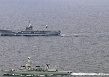 USS Mount Whitney and NRP Bartolomeu Dias Steam Together in the Baltic Sea