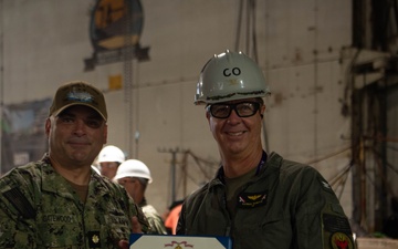USS John C. Stennis (CVN 74) Ships First Lt. gets Rung Ashore.