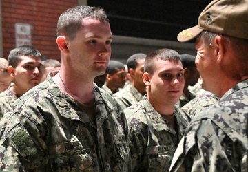 Navy Father is Reviewing Officer for Sailor Son's Graduation from Boot Camp.