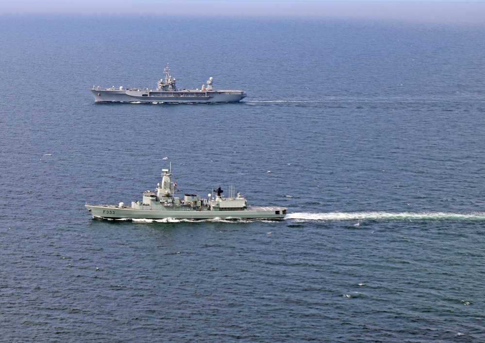 USS Mount Whitney and NRP Bartolomeu Dias Steam Together in the Baltic Sea