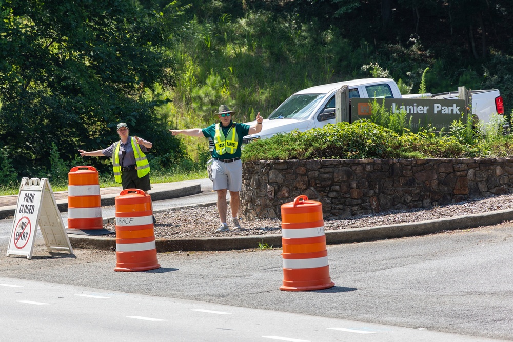 Lake Lanier 4th of July Weekend - Park rangers at Lanier Park entrance