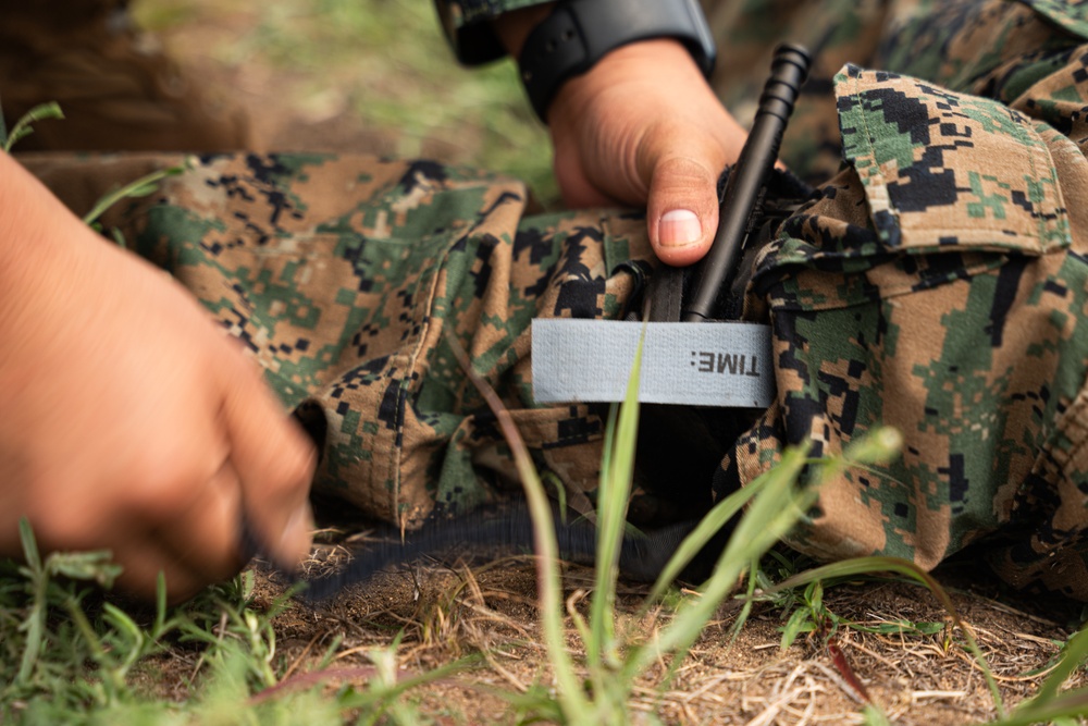 U.S. Navy Sailors with MWSS-471 and Marines with 4th MAW participate in combat lifesaver (CLS) courses during Atlantic Alliance 25