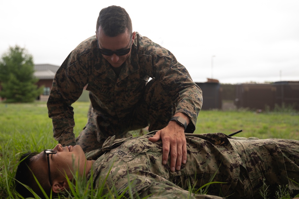 U.S. Navy Sailors with MWSS-471 and Marines with 4th MAW participate in combat lifesaver (CLS) courses during Atlantic Alliance 25