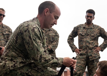 U.S. Navy Sailors with MWSS-471 and Marines with 4th MAW participate in combat lifesaver (CLS) courses during Atlantic Alliance 25