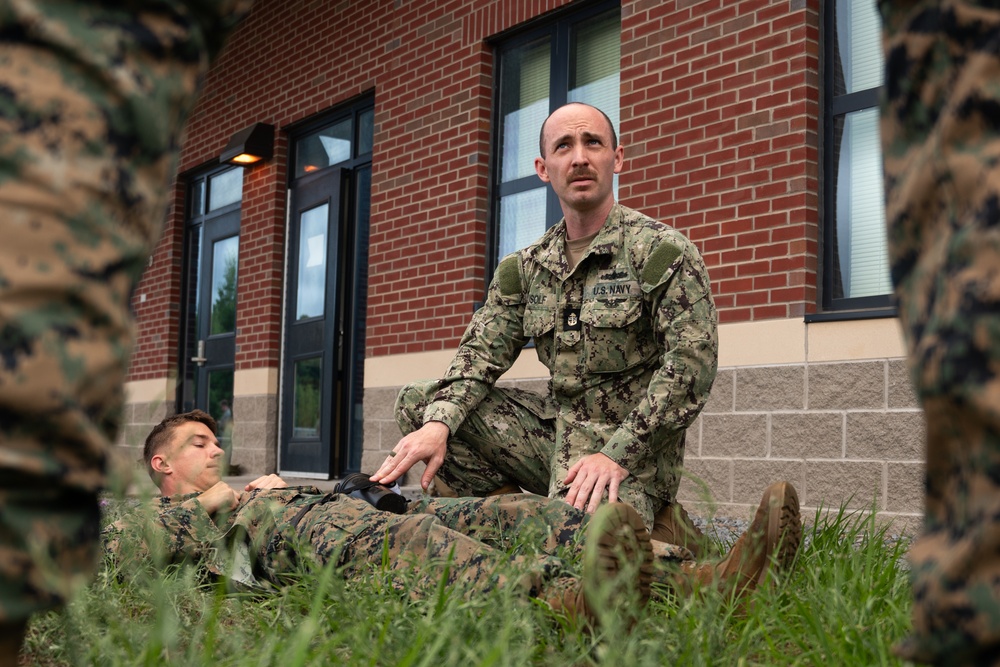 U.S. Navy Sailors with MWSS-471 and Marines with 4th MAW participate in combat lifesaver (CLS) courses during Atlantic Alliance 25