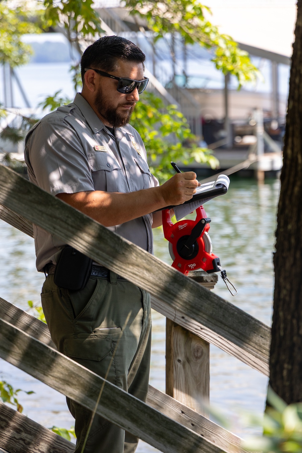 Park Ranger Conduct Shoreline Dock Inspections at Lake Lanier