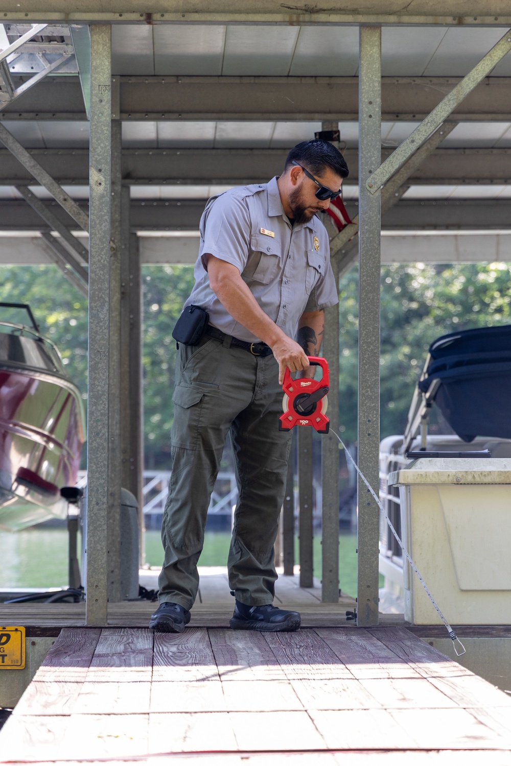 Park Ranger Conduct Shoreline Dock Inspections at Lake Lanier
