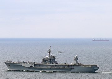 USS Mount Whitney and NRP Bartolomeu Dias Steam Together in the Baltic Sea