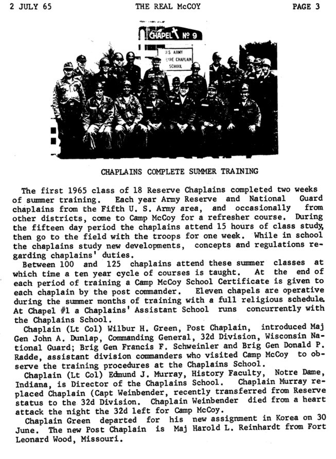 This Month in Fort McCoy History — July
