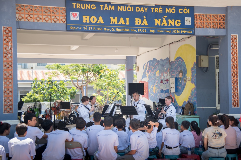 The U.S. 7th Fleet Band's Shiokaze Winds performs in Da Nang