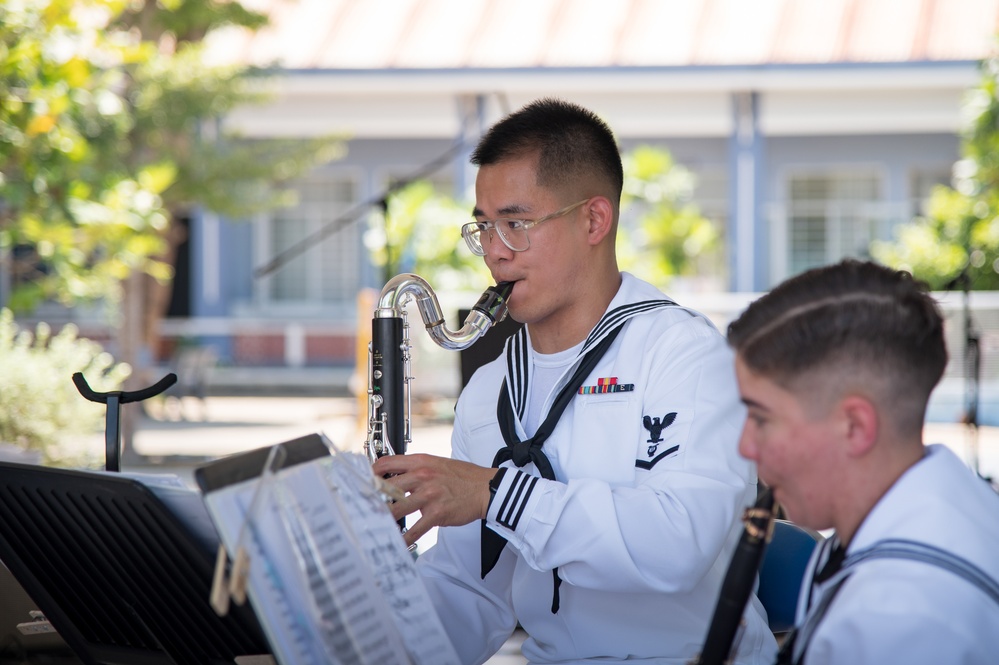 The U.S. 7th Fleet Band's Shiokaze Winds performs in Da Nang