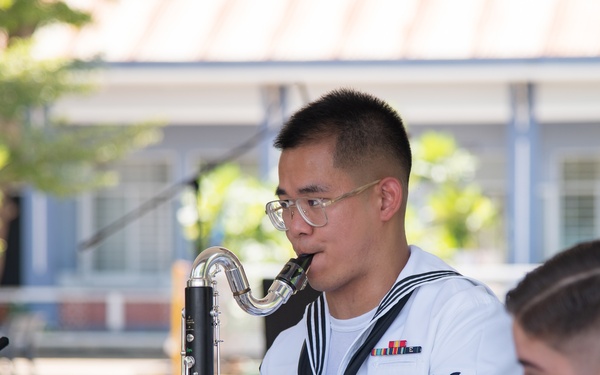 The U.S. 7th Fleet Band's Shiokaze Winds performs in Da Nang
