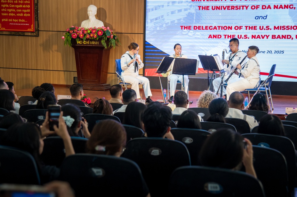 U.S. 7th Fleet Band performs at the University of Da Nang