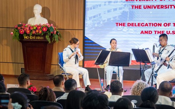 U.S. 7th Fleet Band performs at the University of Da Nang