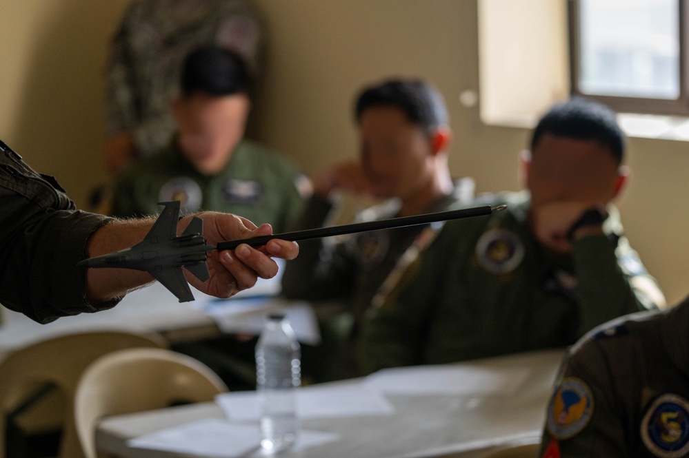 USAF F-35A Pilots Lead Fighter Maneuvers Brief During Cope Thunder 25-2