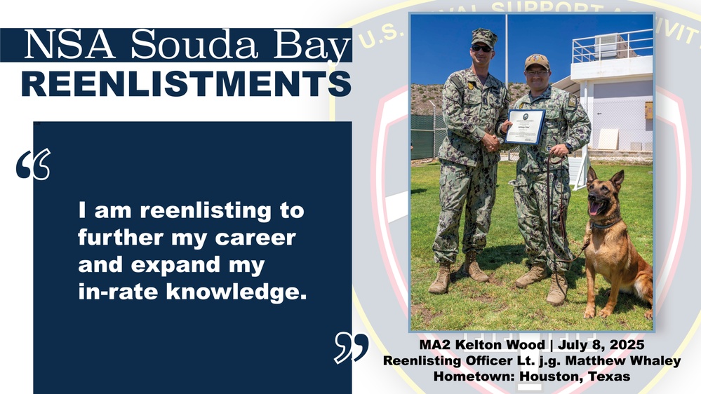 MA2 Kelton Wood Reenlists at NSA Souda Bay