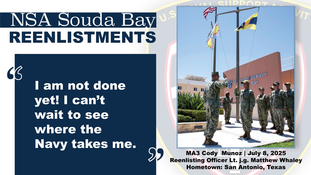 MA3 Cody Munoz Reenlists at NSA Souda Bay