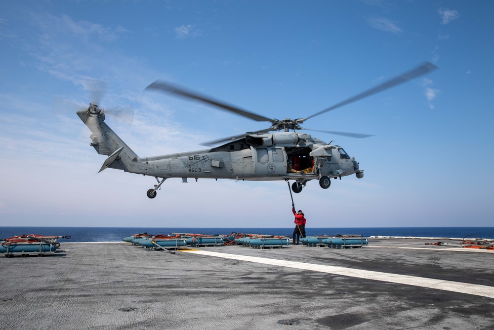USS Gerald R. Ford (CVN 78) Conducts Vertical Replenishment