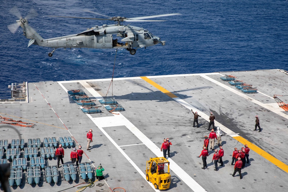 USS Gerald R. Ford (CVN 78) Conducts Vertical Replenishment
