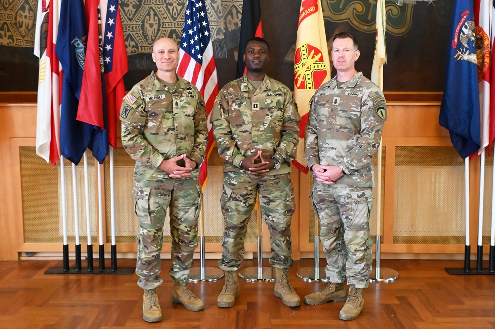 Company first sergeant relinquishes responsibility at USAG Stuttgart ceremony