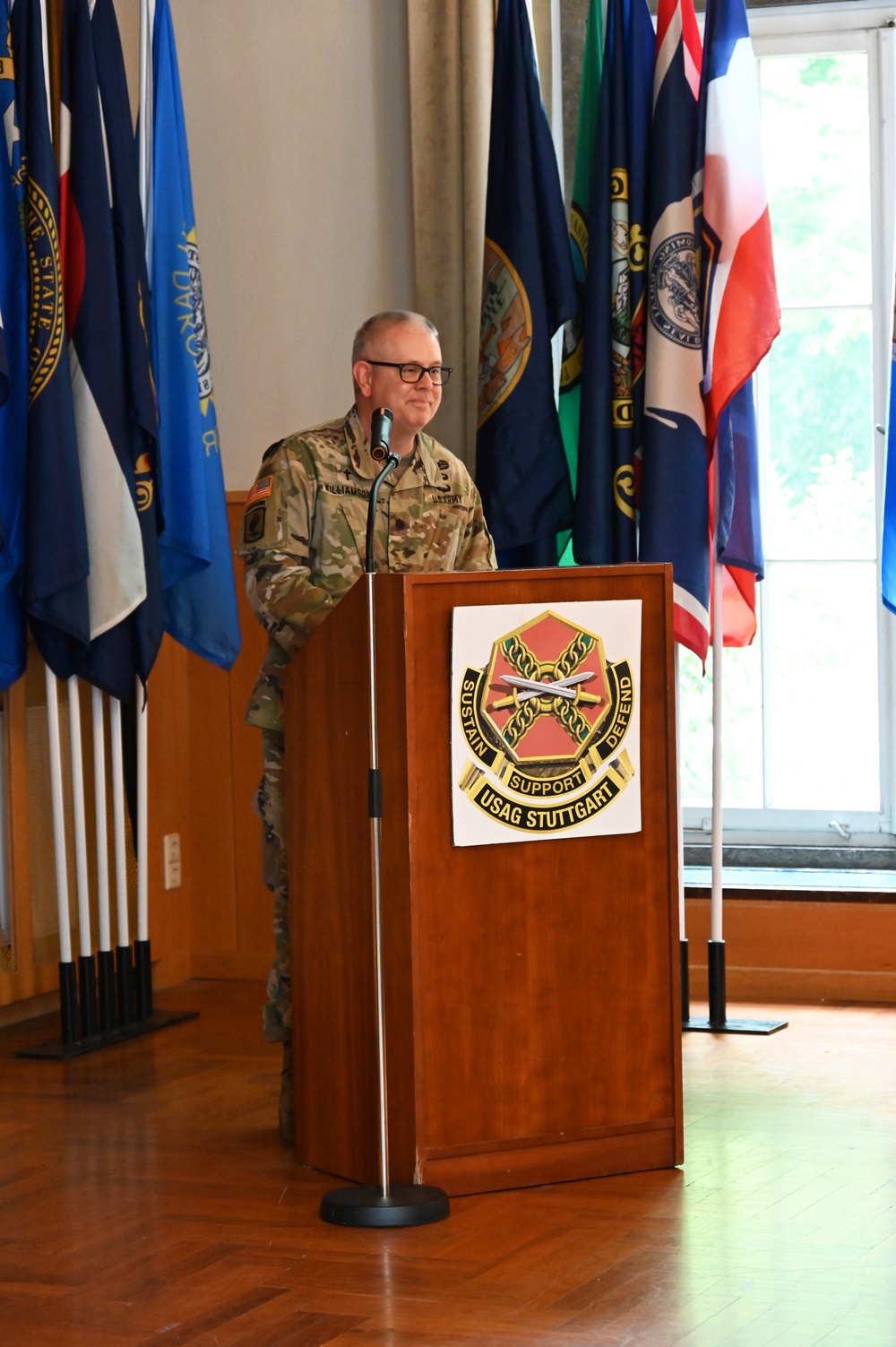 Company first sergeant relinquishes responsibility at USAG Stuttgart ceremony