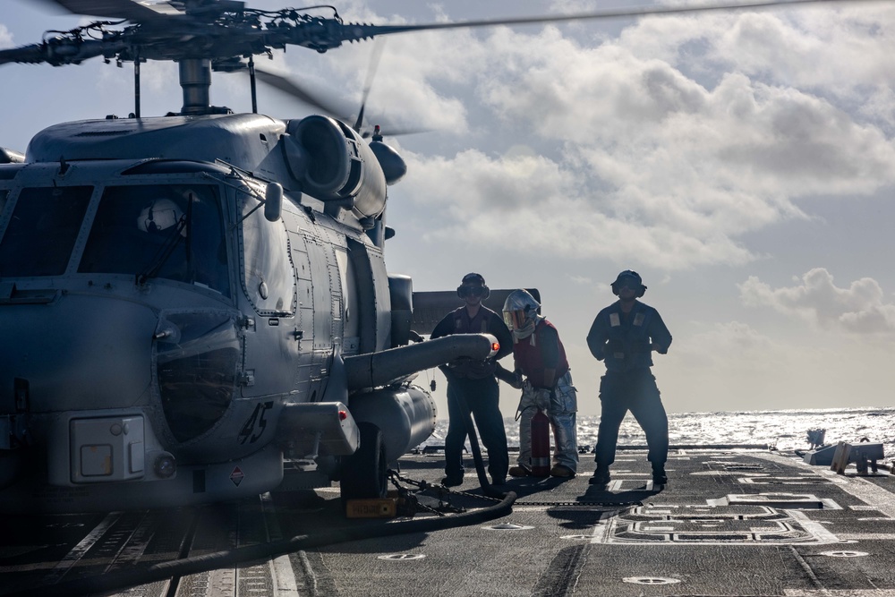 Helicopter Maritime Strike Squadron 49 det. 4 Conducts Flight Operations aboard USS Ralph Johnson