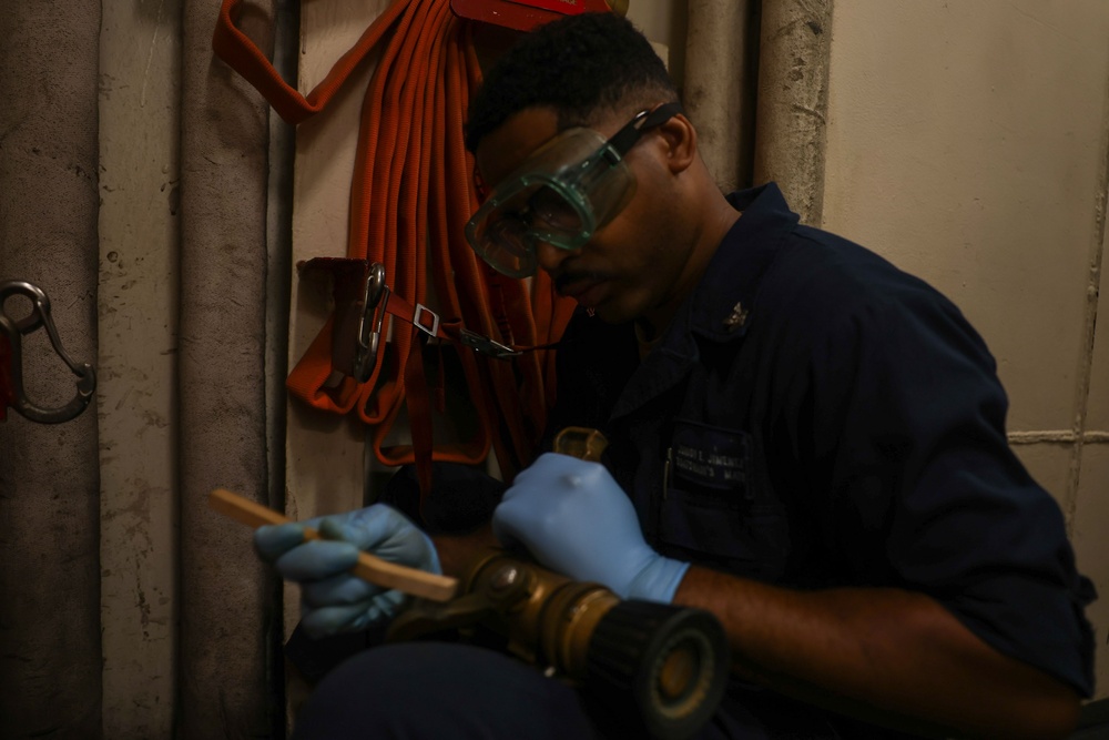 Iwo Jima Sailors Conduct Maintenance