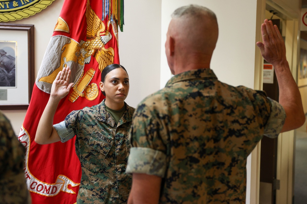 Commandant of the Marine Corps Meritoriously Promotes Cpl Tatiana Prillwitz