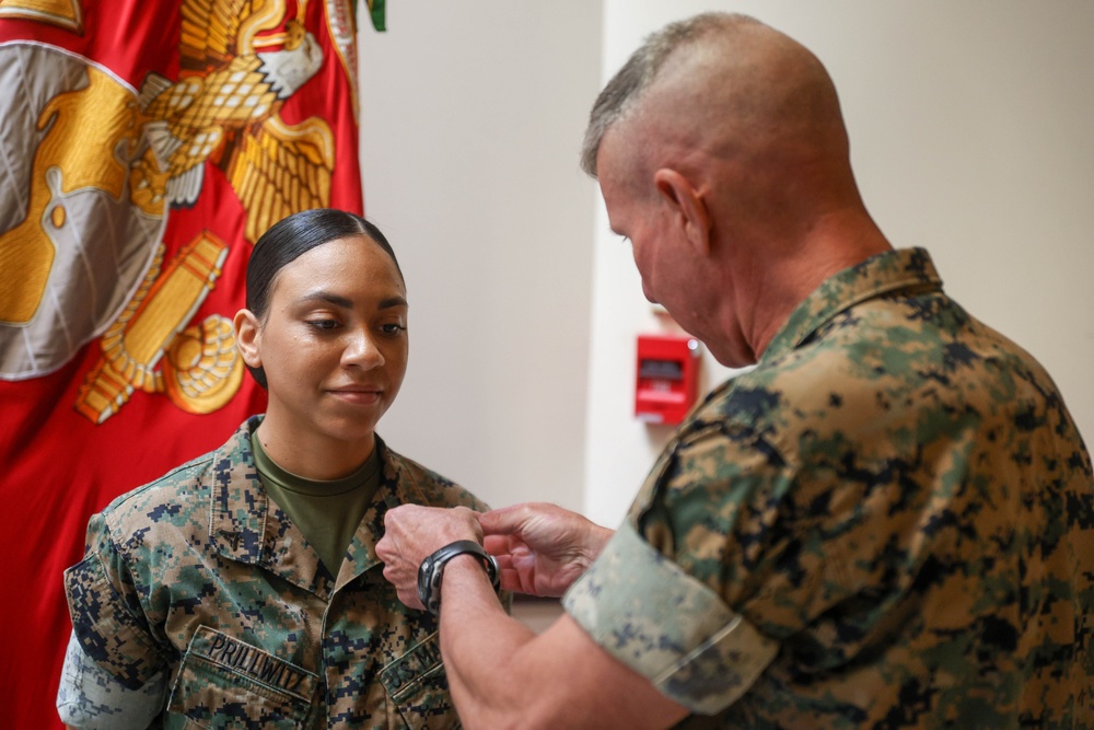 Commandant of the Marine Corps Meritoriously Promotes Cpl Tatiana Prillwitz