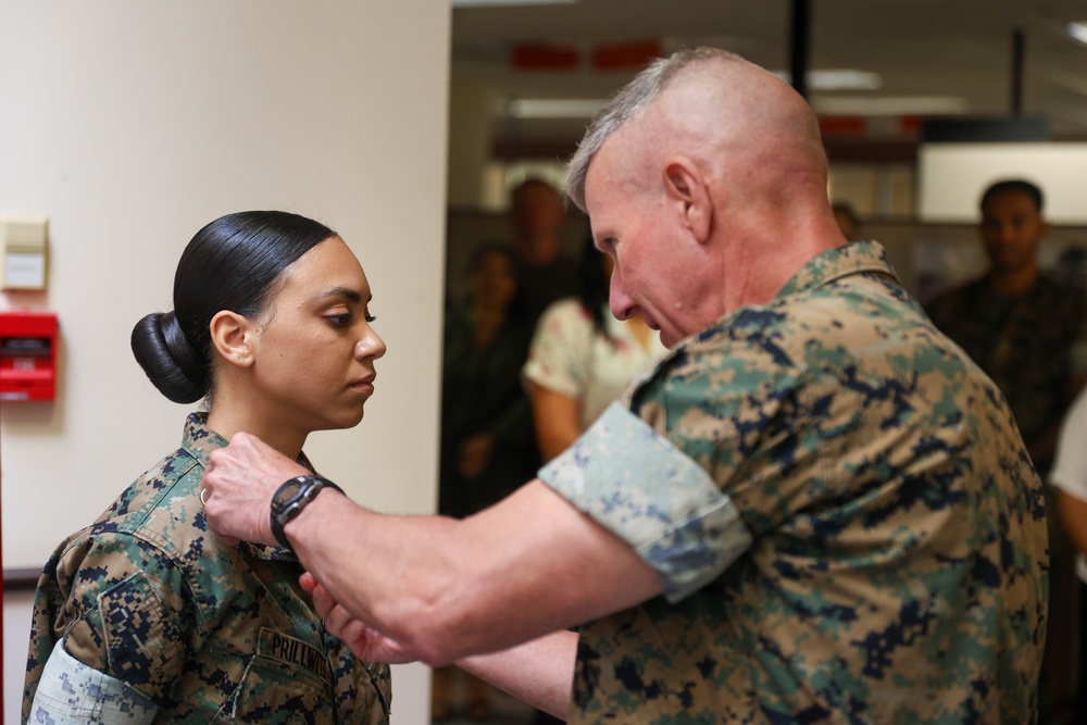 Commandant of the Marine Corps Meritoriously Promotes Cpl Tatiana Prillwitz
